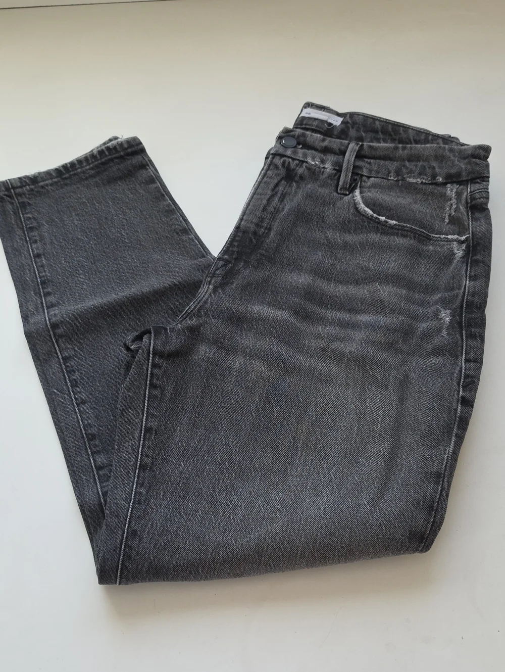 Good American Black Washed Straight Jeans
